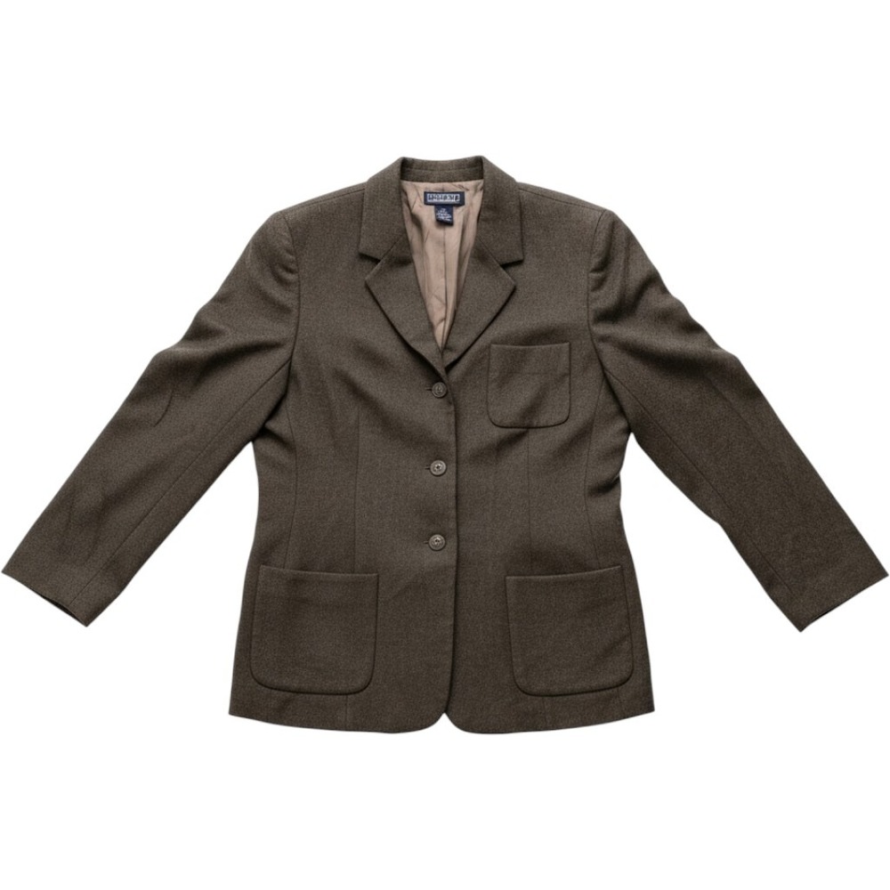 Lands End Blazer Womens 14 Gray Wool Cashmere Blend 3-Button Patch Pockets